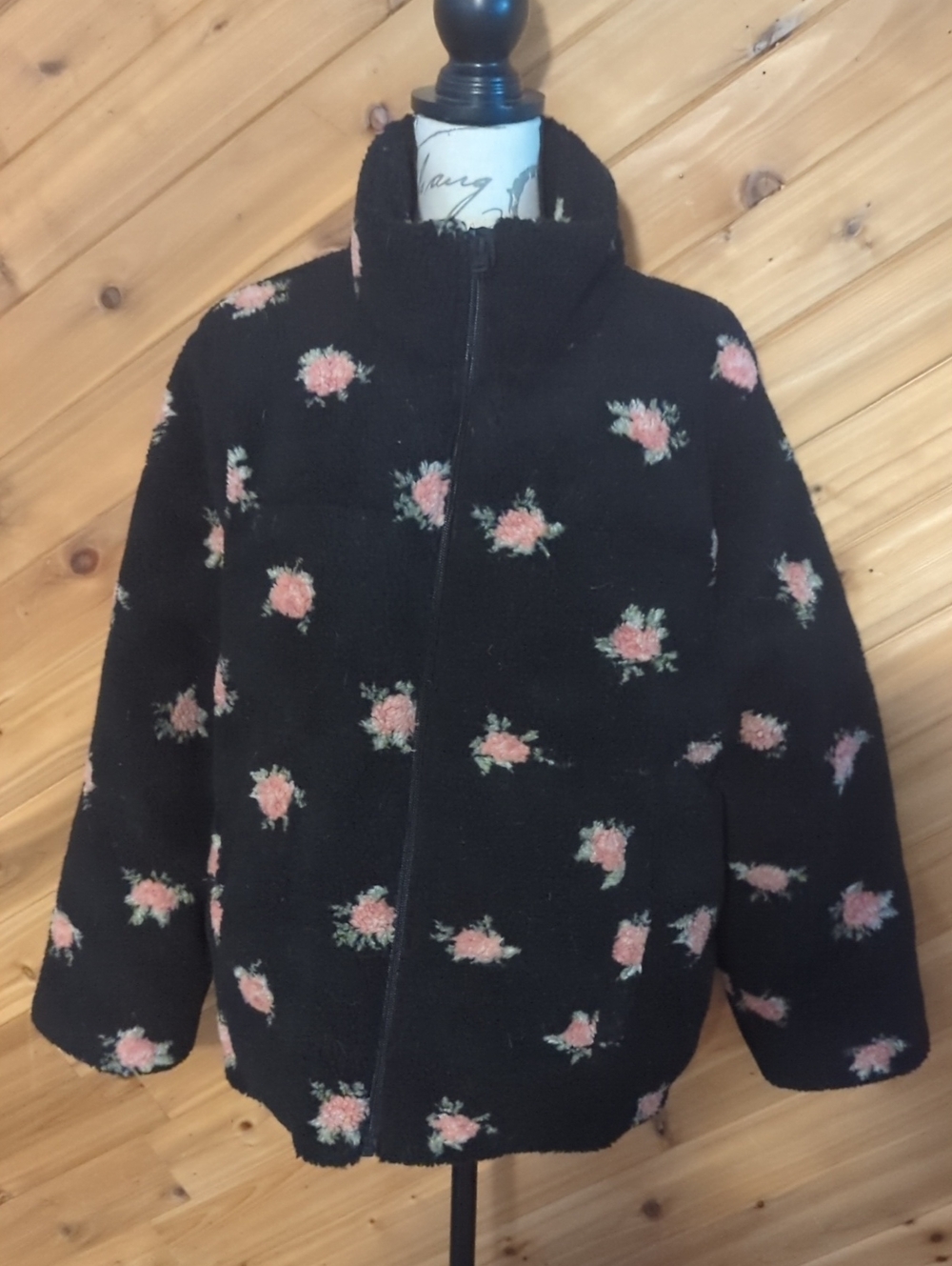 torrid Black Floral Sherpa Puffer Jacket